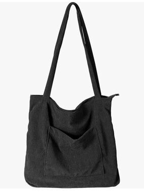 Black Corduroy Slouchy Oversized Tote Bag Shoulder Bag